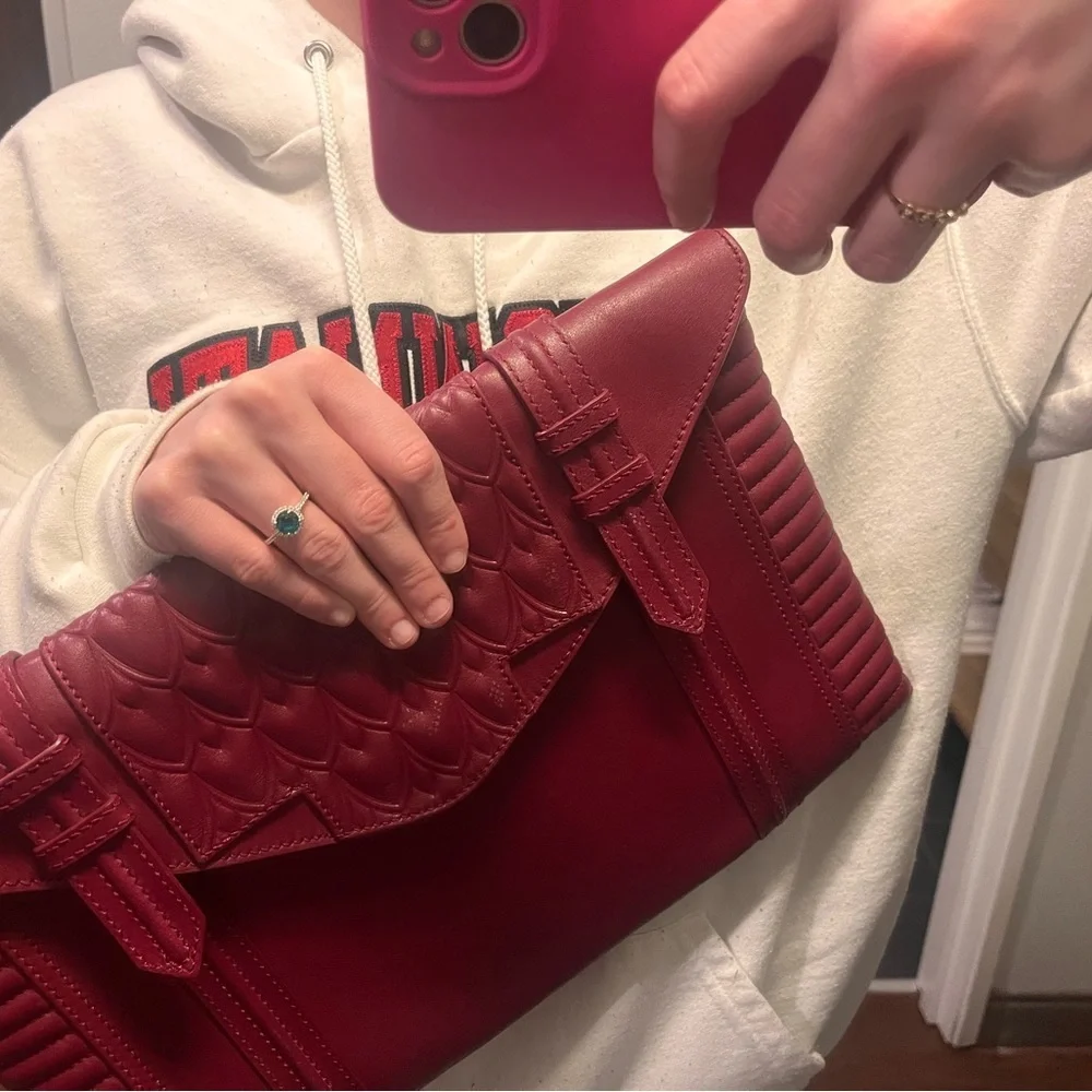 Reece Hudson Oversized Maroon Clutch Purse High Quality Designer Pieces‎